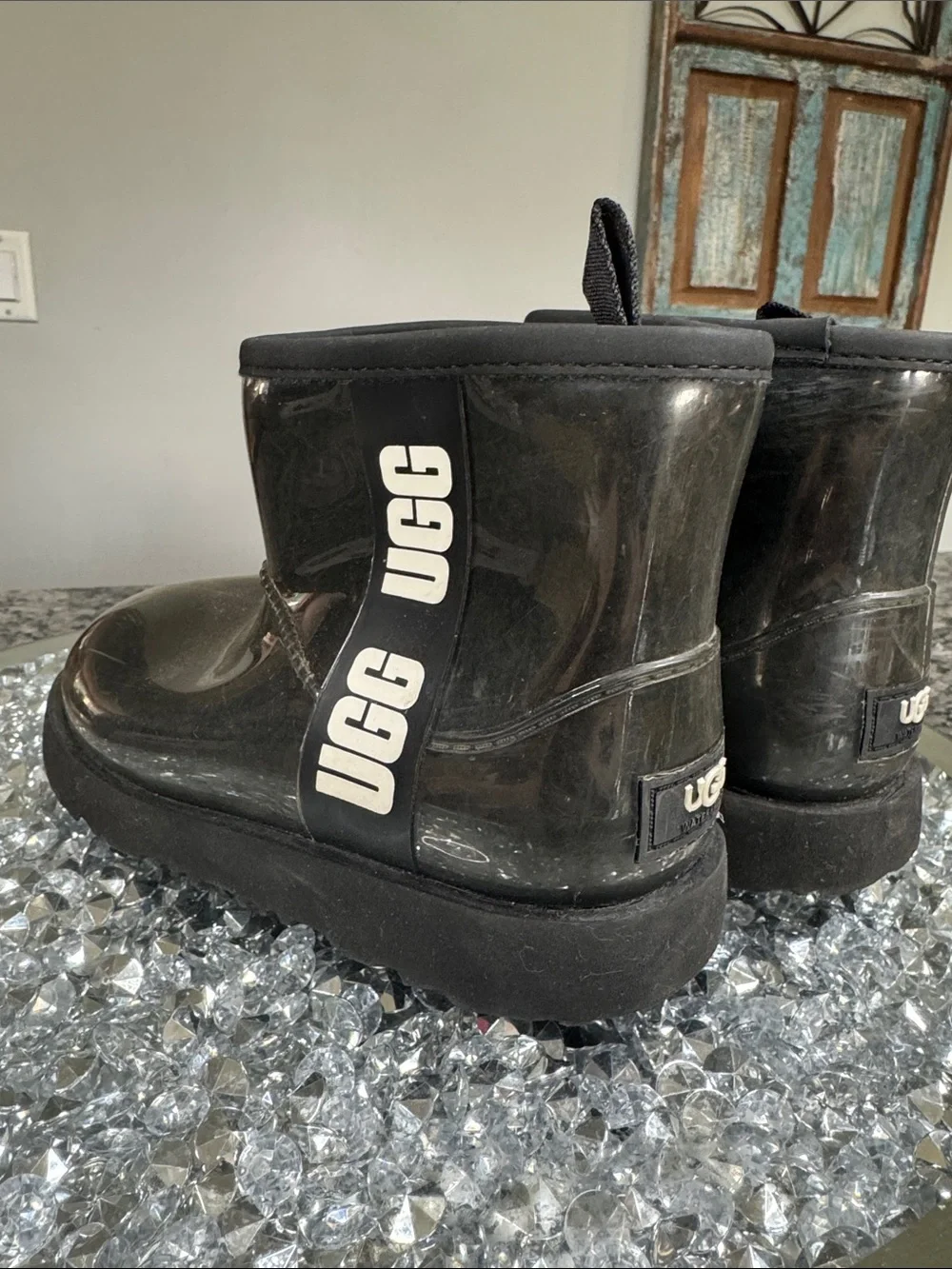 UGG Kids Black waterproof Gloss Ankle Boot 12